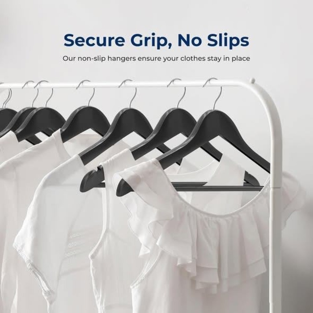 Wooden Suit OR COAT Hangers with Swivel Hook & Notches Slim Design 32 PACK